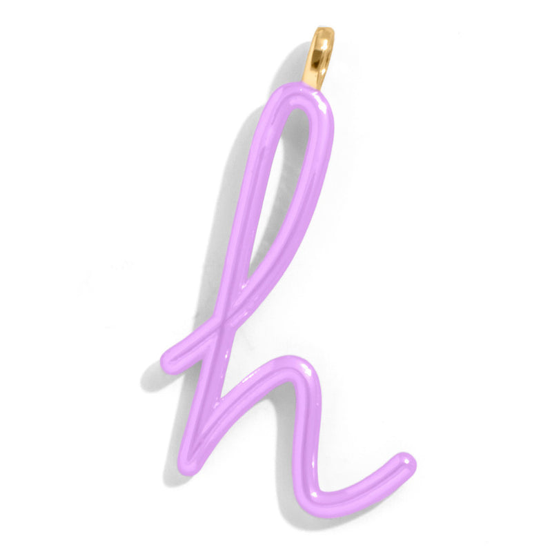Custom Lilac Enamel Script Letter Charm - H