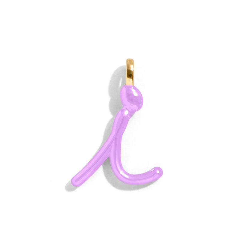 Custom Lilac Enamel Script Letter Charm - I