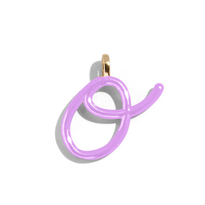 Custom Lilac Enamel Script Letter Charm - O