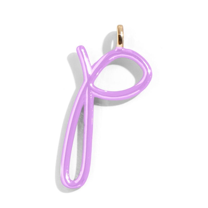 Custom Lilac Enamel Script Letter Charm - P