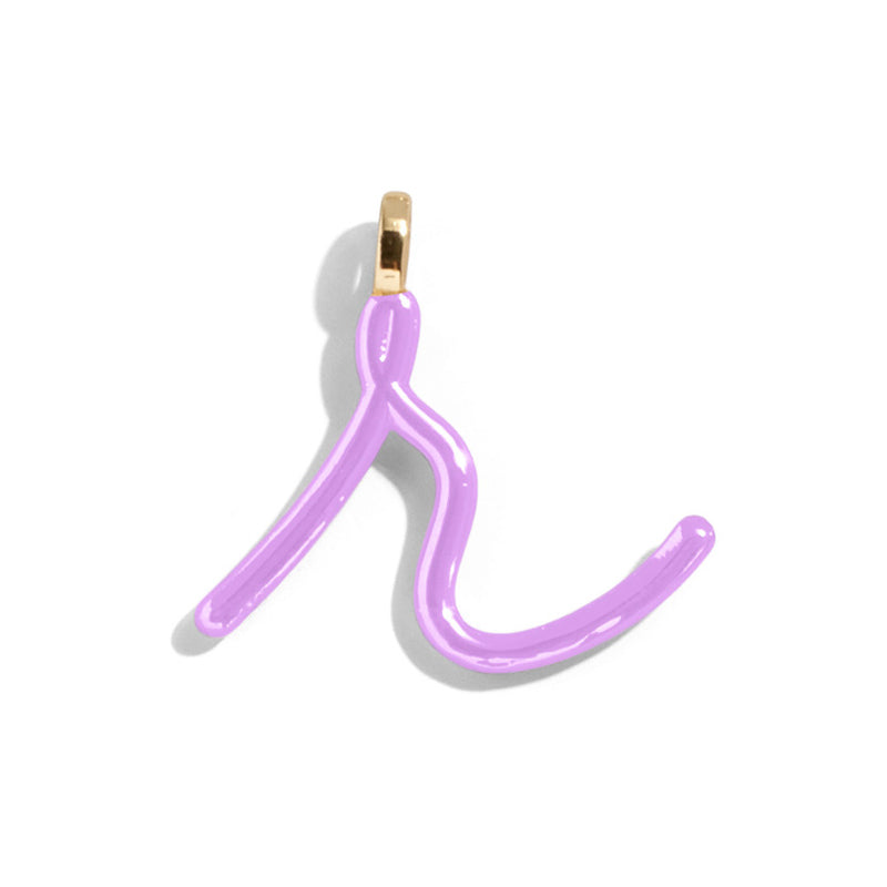 Custom Lilac Enamel Script Letter Charm - R
