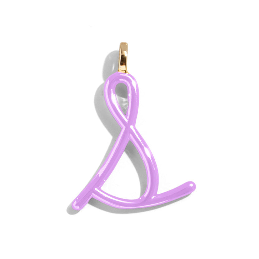 Custom Lilac Enamel Script Letter Charm - S