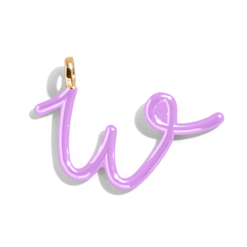 Custom Lilac Enamel Script Letter Charm - W