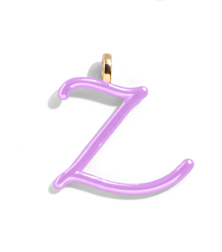 Custom Lilac Enamel Script Letter Charm - Z