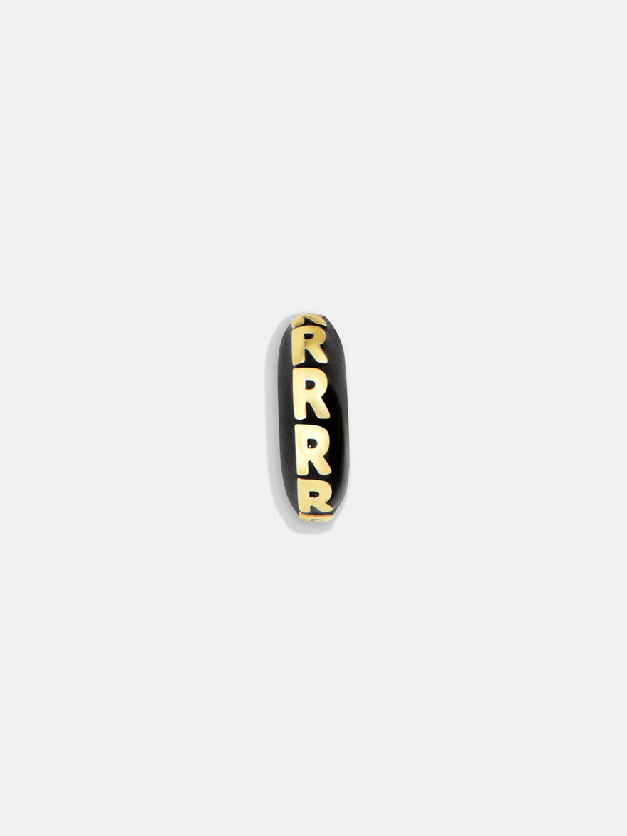 Black Initial Bead Charm - R