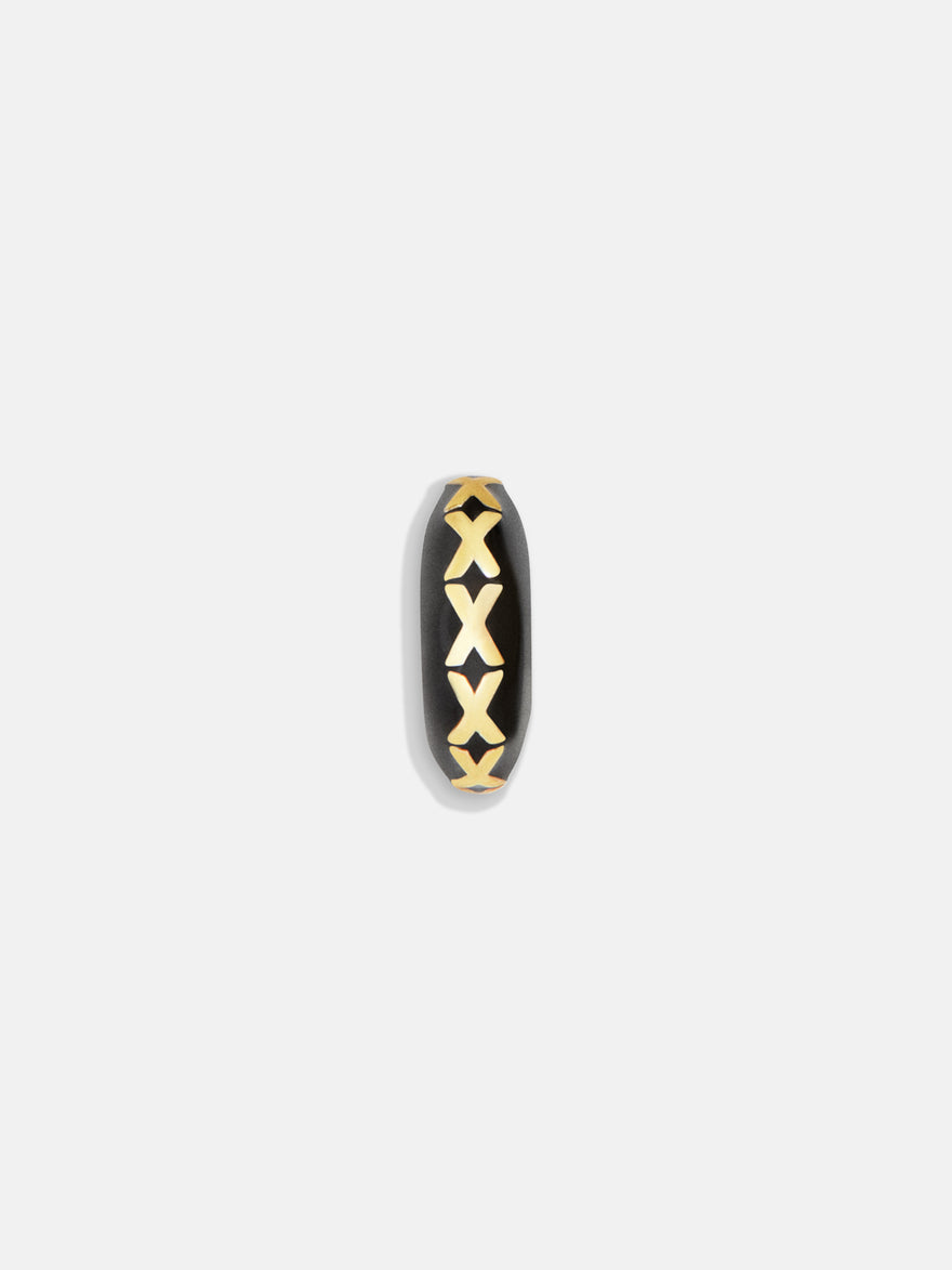 Black Initial Bead Charm - X