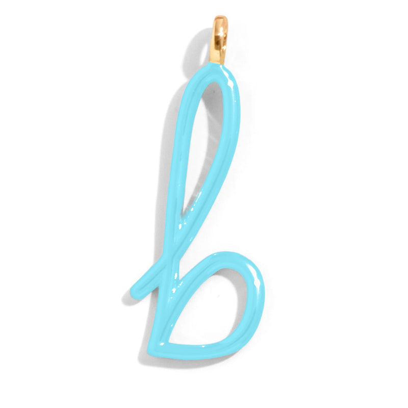 Custom Turquoise Enamel Script Letter Charm - B