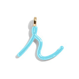 Custom Turquoise Enamel Script Letter Charm - R