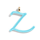 Custom Turquoise Enamel Script Letter Charm - Z