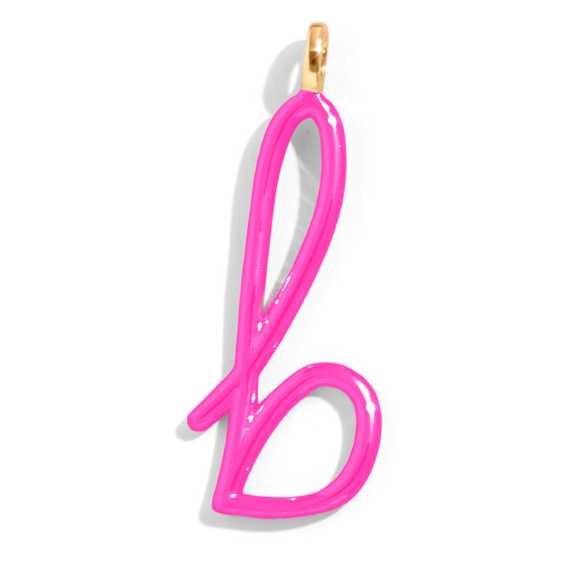 Custom Hot Pink Enamel Script Letter Charm - B