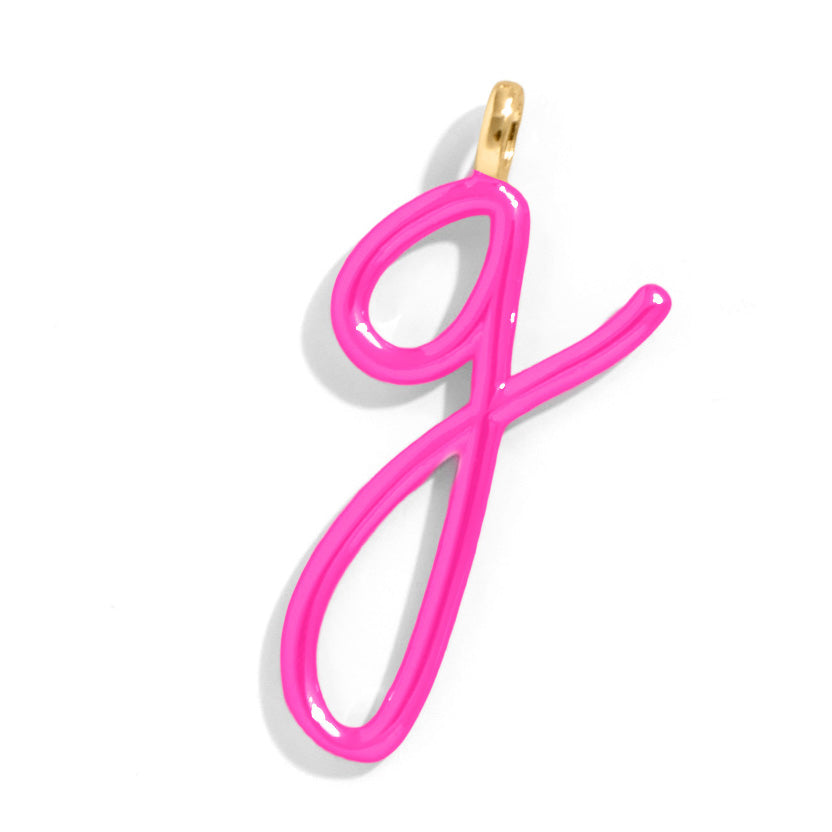 Custom Hot Pink Enamel Script Letter Charm - G