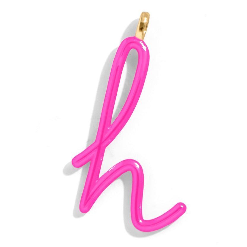 Custom Hot Pink Enamel Script Letter Charm - H