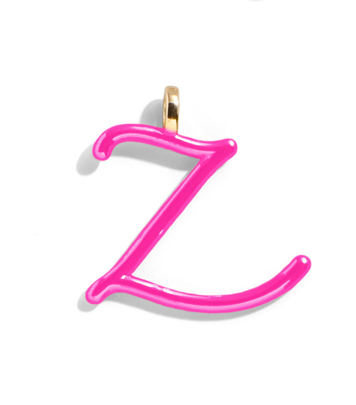 Custom Hot Pink Enamel Script Letter Charm - Z