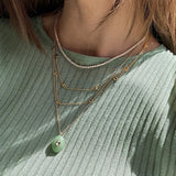 Aura Semi-Precious Pendant Necklace - Jade