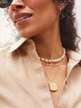 BaubleBar Dog Tag 18K Gold Custom Reversible Necklace - Reversible, 18K Gold Plated Sterling Silver