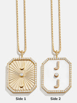 BaubleBar Dog Tag 18K Gold Custom Reversible Necklace - Reversible, 18K Gold Plated Sterling Silver
