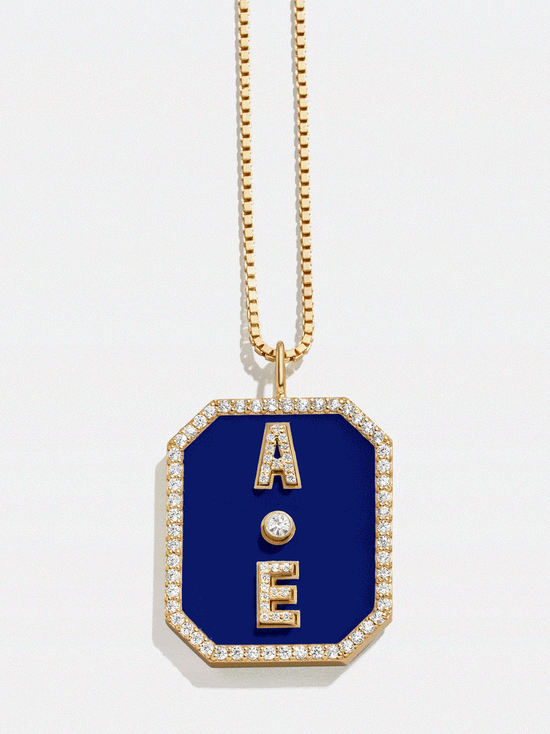 BaubleBar Dog Tag 18K Gold Custom Reversible Necklace - 
    18K Gold Plated Sterling Silver, Cubic Zirconia stones
  
