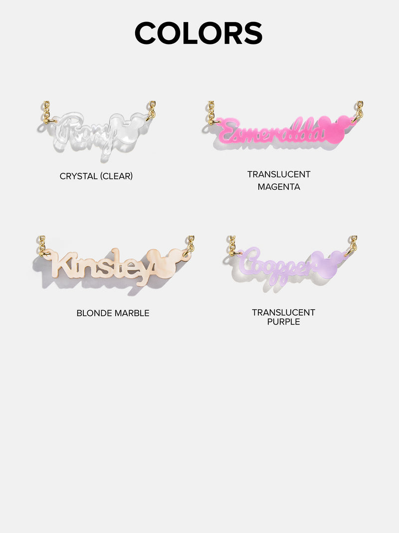 BaubleBar Disney Mickey Mouse Custom Acrylic Nameplate Necklace - Translucent Magenta - 
    Ends Sunday: Enjoy 20% off
  

