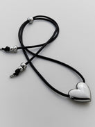 Millie Bubble Heart Cord Necklace - Silver