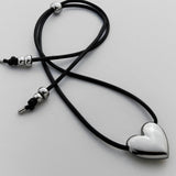 Millie Bubble Heart Cord Necklace - Silver