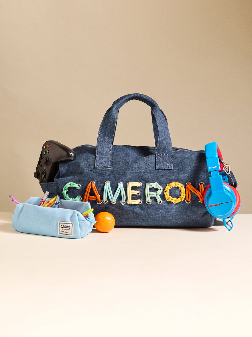 Thready to Go Kids' Custom Duffle - Dark Denim/Multi