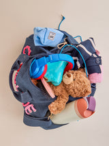 BaubleBar Thready to Go Kids' Custom Duffle - Dark Denim/Pink Multi - 
    Personalized travel bag 
  
