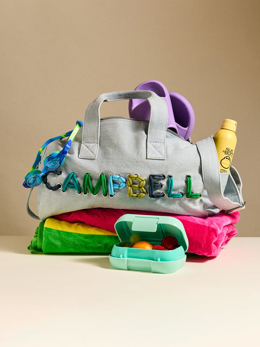 Thready to Go Kids’ Custom Duffle - Light Denim/Blue Multi