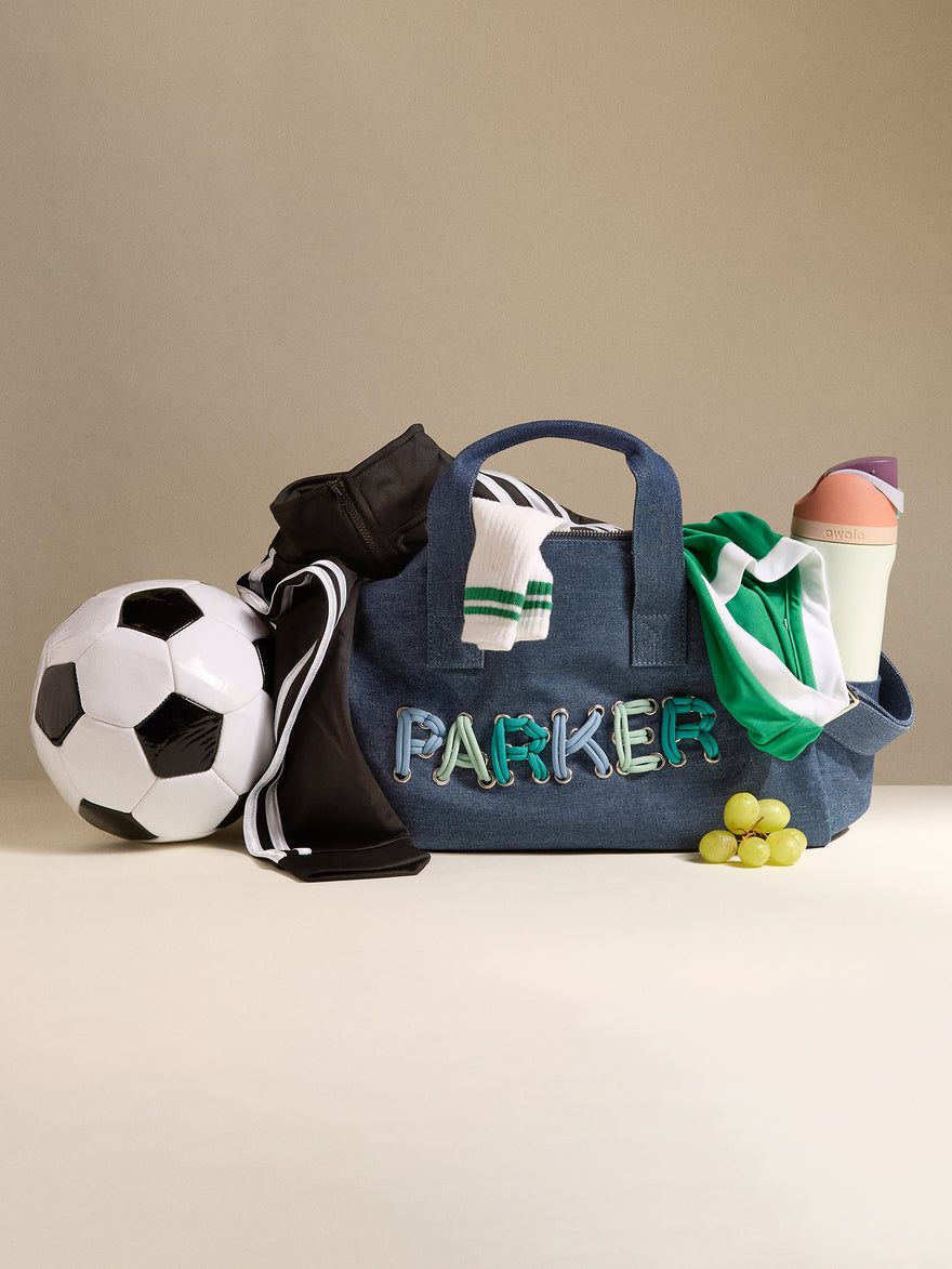 Thready to Go Kids’ Custom Duffle - Dark Denim/Blue Multi