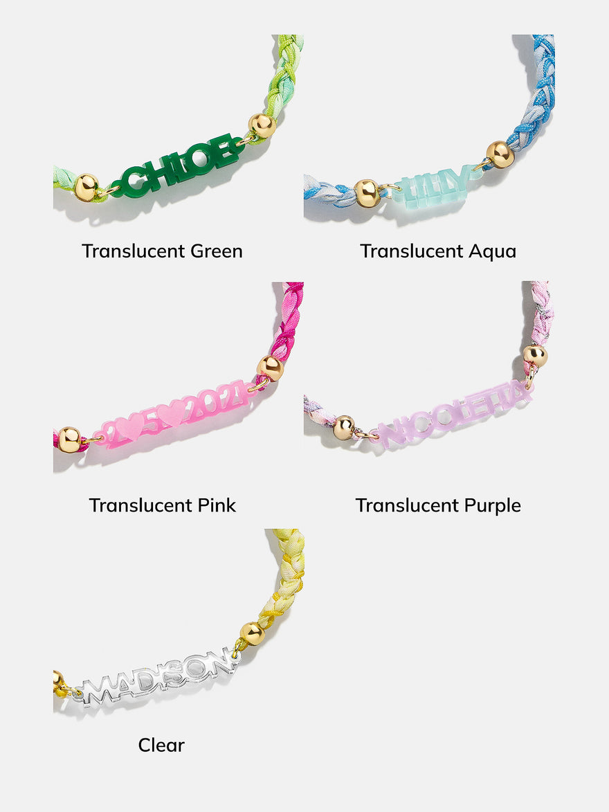 Acrylic Kids' Custom Nameplate Bracelet - Translucent Pink