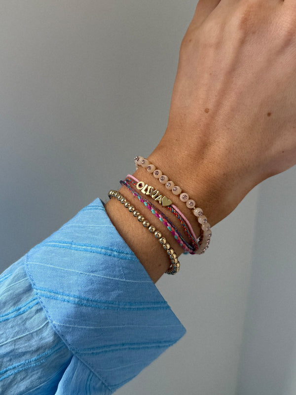 Layered Custom Cord Bracelet - Pink
