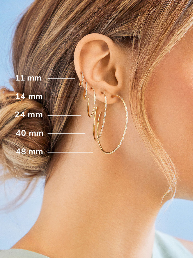 BaubleBar Niata 18K Gold Earrings - 11MM - Cubic Zirconia huggie hoops - Offered in multiple sizes