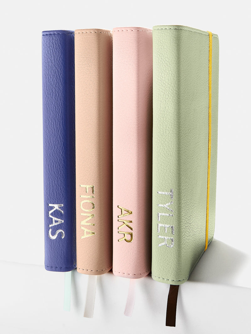 BaubleBar Custom Notebook - Tan/Pink - Custom, vegan leather notebook