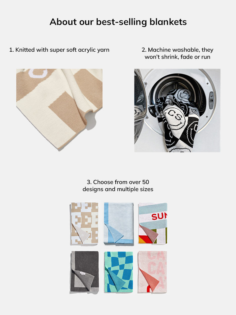 BaubleBar On Repeat Custom Blanket - Blue/White - Enjoy 20% off custom gifts