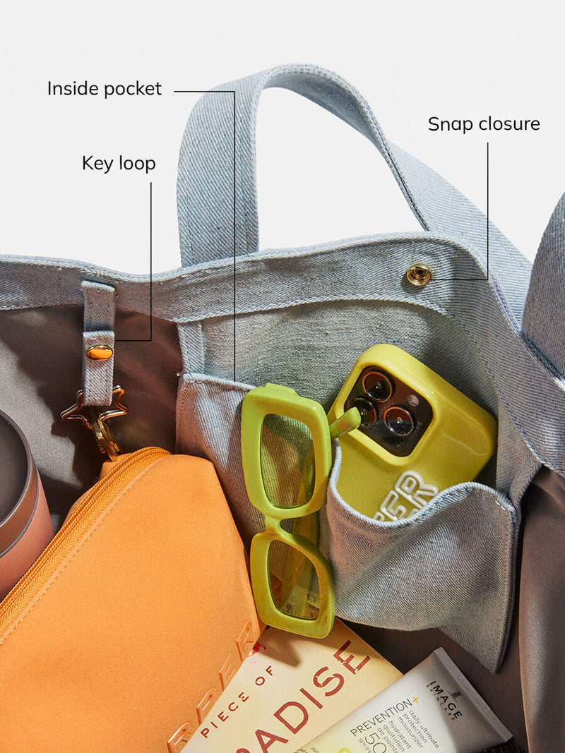 BaubleBar Light Denim - 
    Hand select 5 icons to personalize your tote
  
