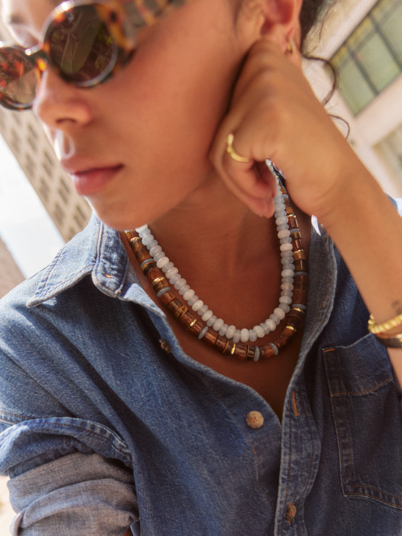 Mini Jane Beaded Necklace in Olive | BaubleBar