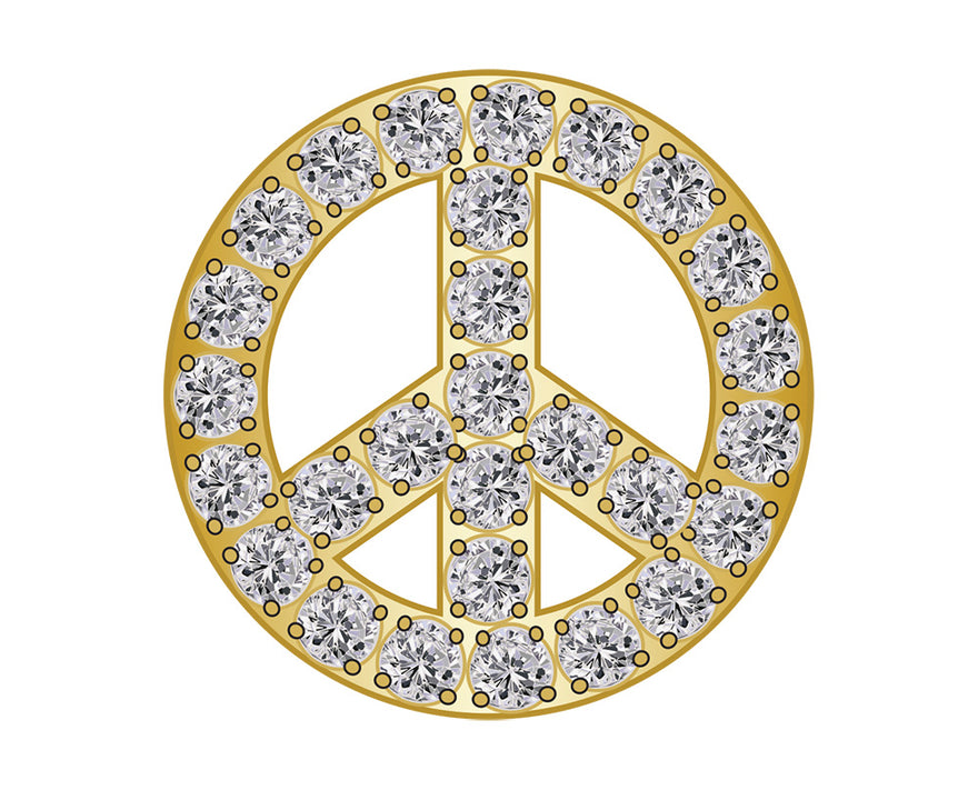 Peace Sign - Pavé Gold