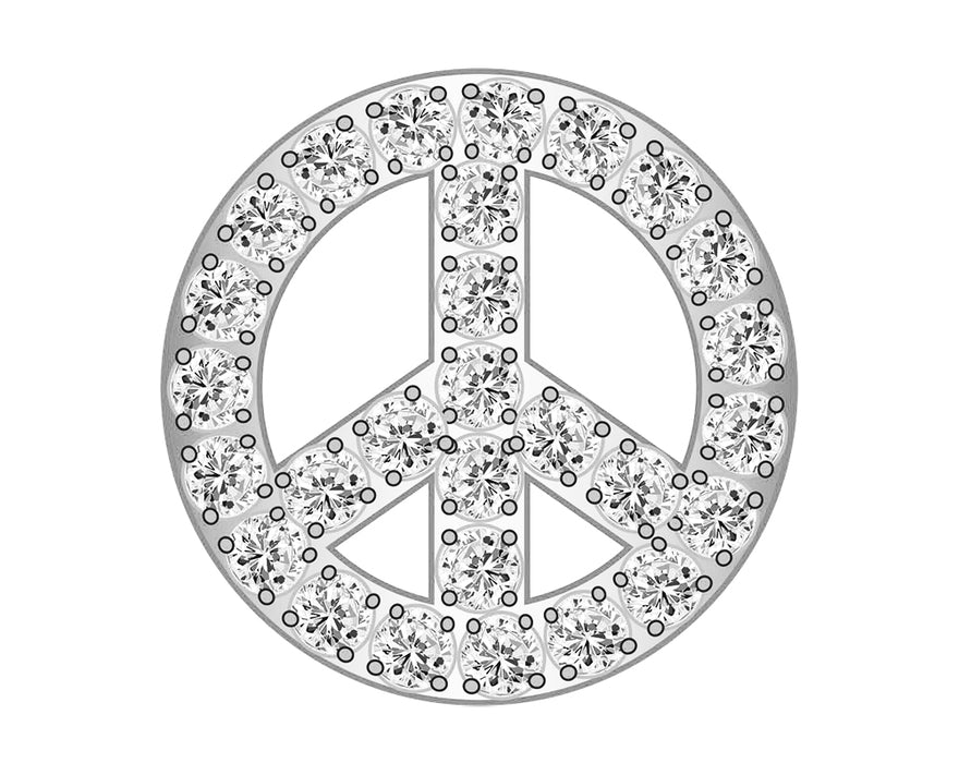 Peace Sign Icon - Pavé Silver