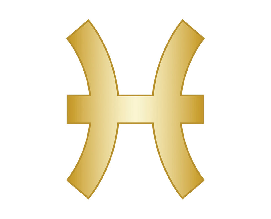 Pisces Zodiac Icon - Gold