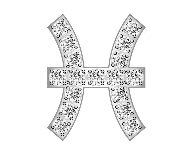 Pisces Mini Zodiac Icon  - Pavé/Silver
