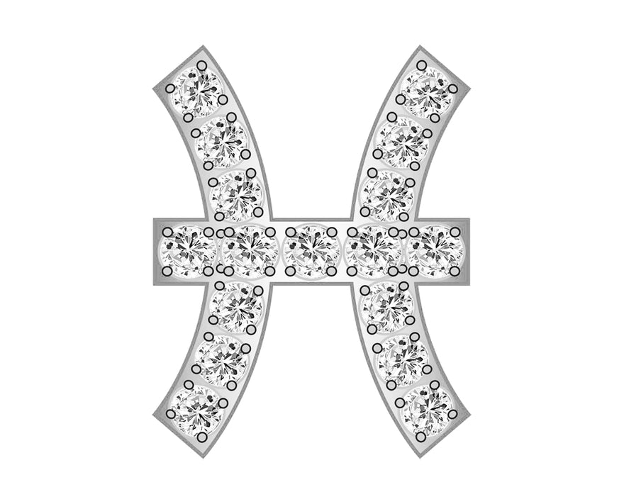 Pisces Mini Zodiac Icon  - Pavé/Silver