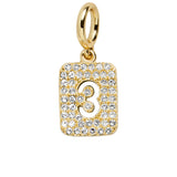 Block Pavé Number Cluster Charm - 3