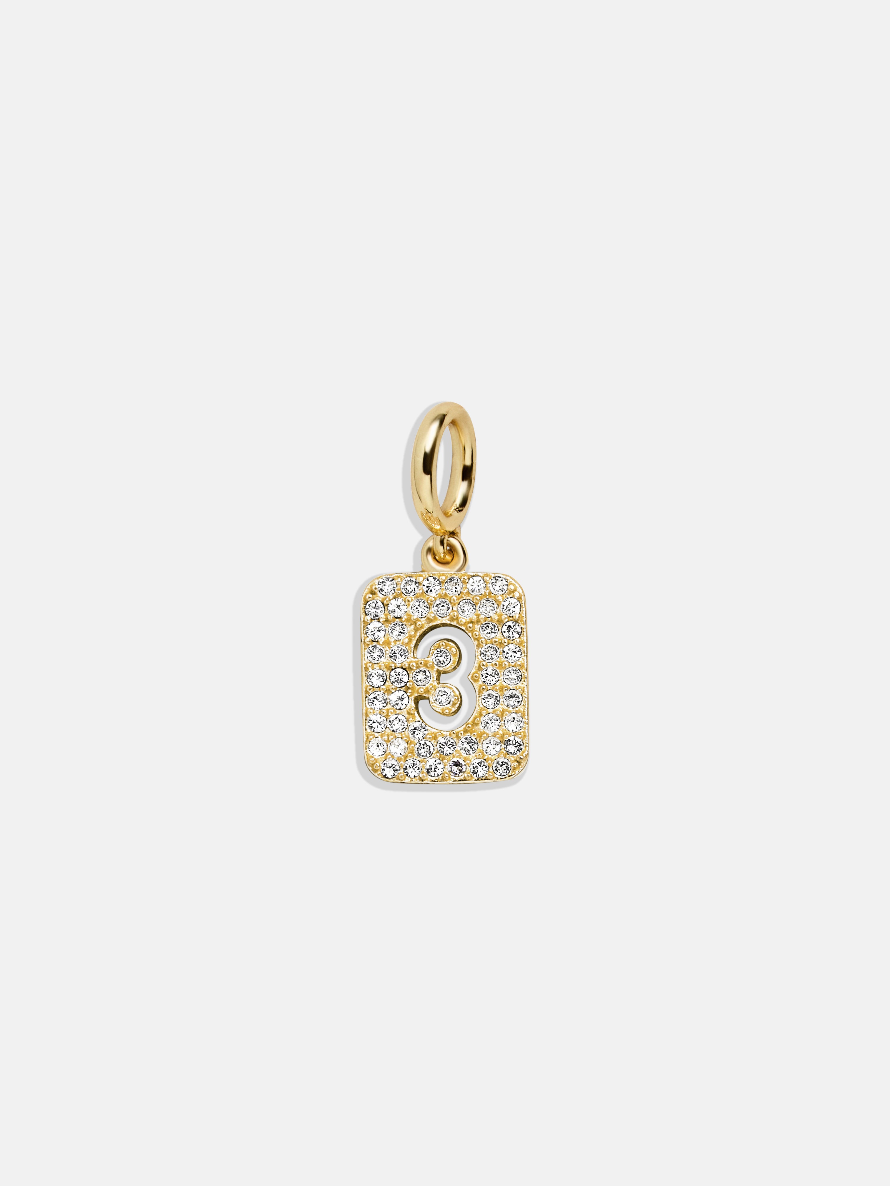 Block Pavé Number Cluster Charm - 3