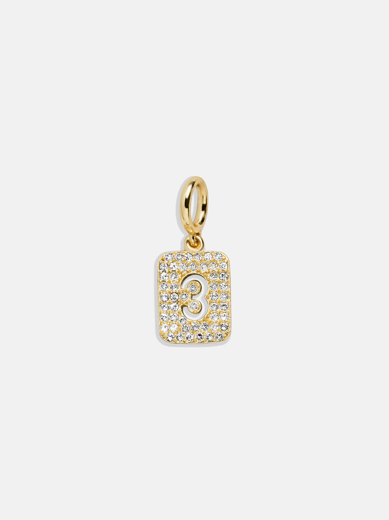 Block Pavé Number Cluster Charm - 3
