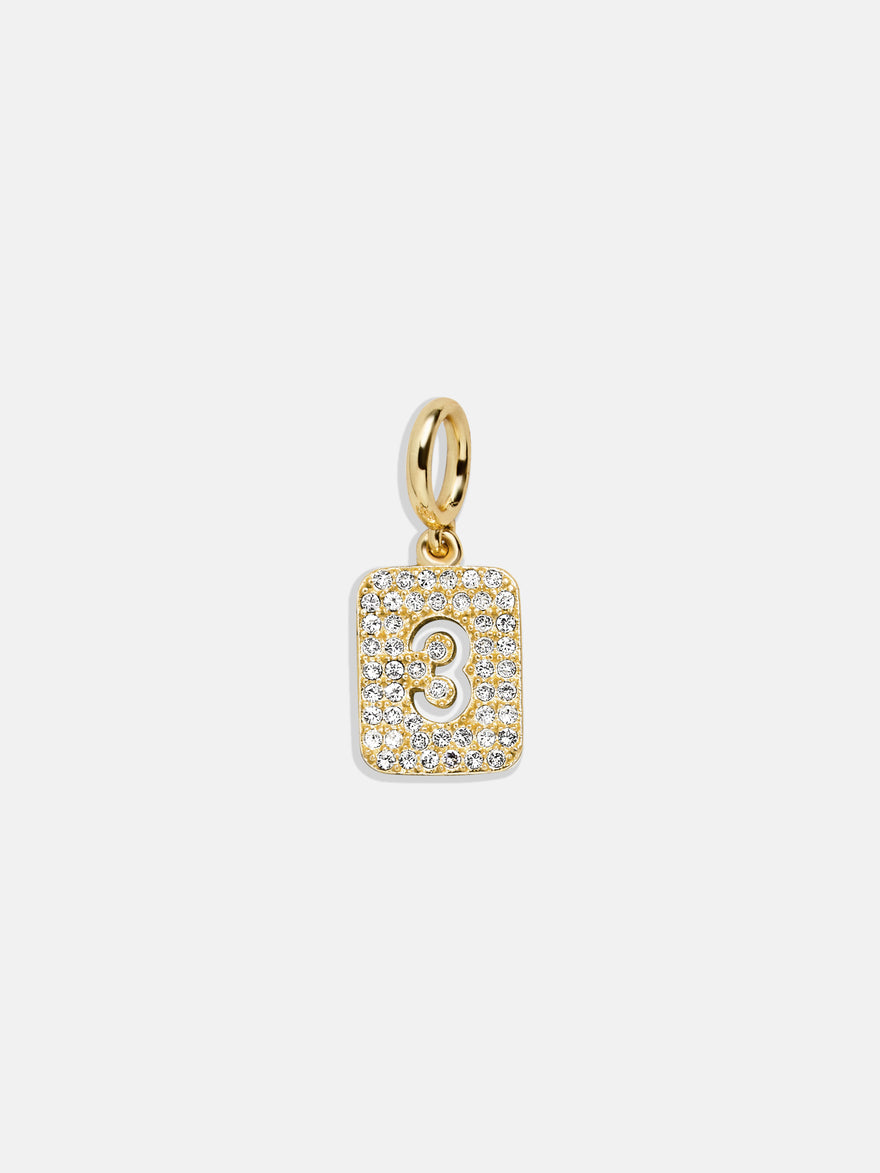 Block Pavé Number Cluster Charm - 3