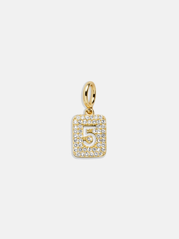 Block Pavé Number Cluster Charm - 5