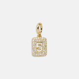Block Pavé Number Cluster Charm - 5