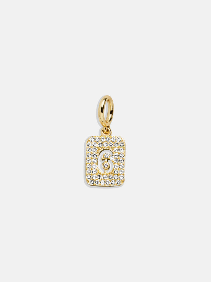 Block Pavé Number Cluster Charm - 6