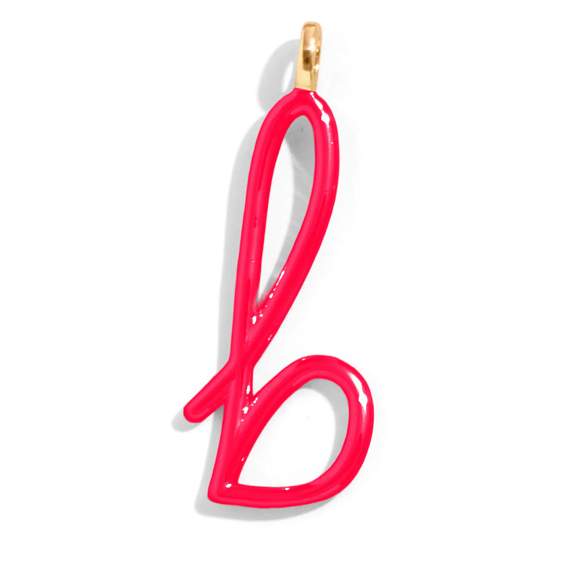 Custom Cherry Red Enamel Script Letter Charm - B