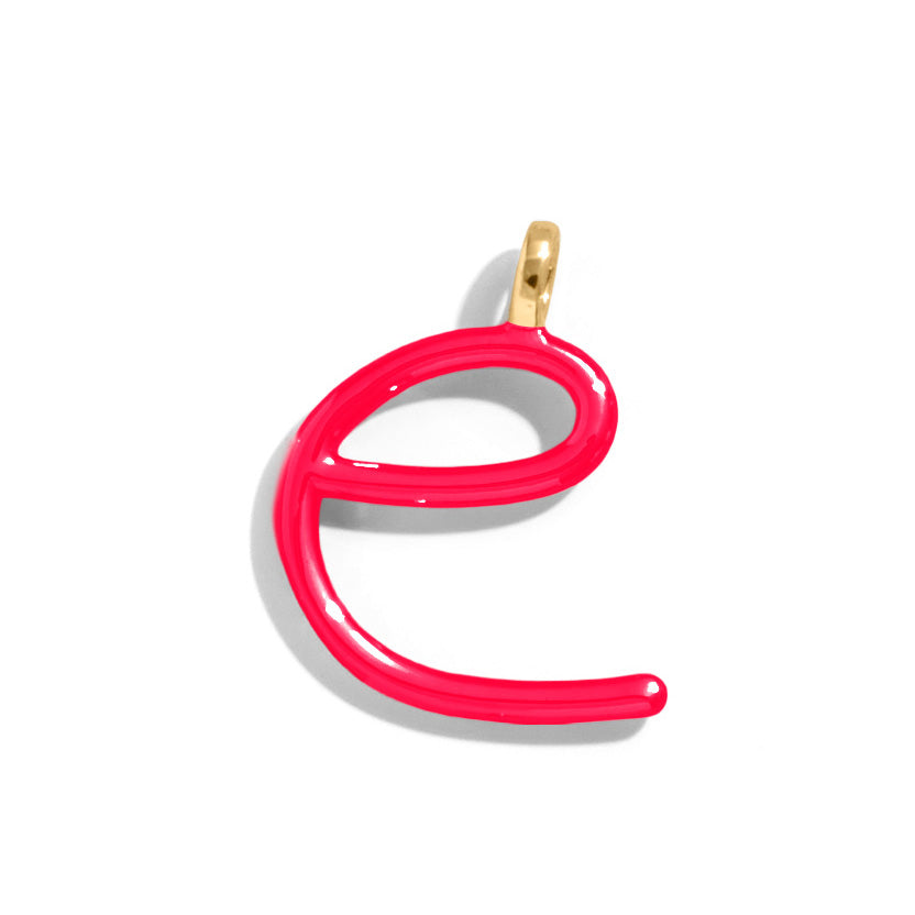 Custom Cherry Red Enamel Script Letter Charm - E