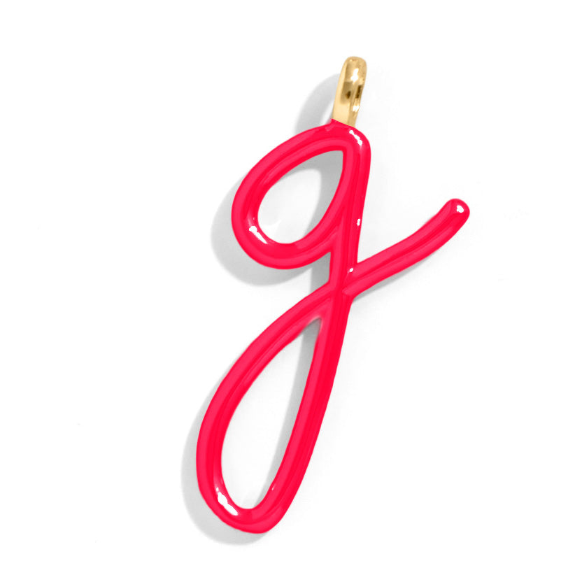 Custom Cherry Red Enamel Script Letter Charm - G